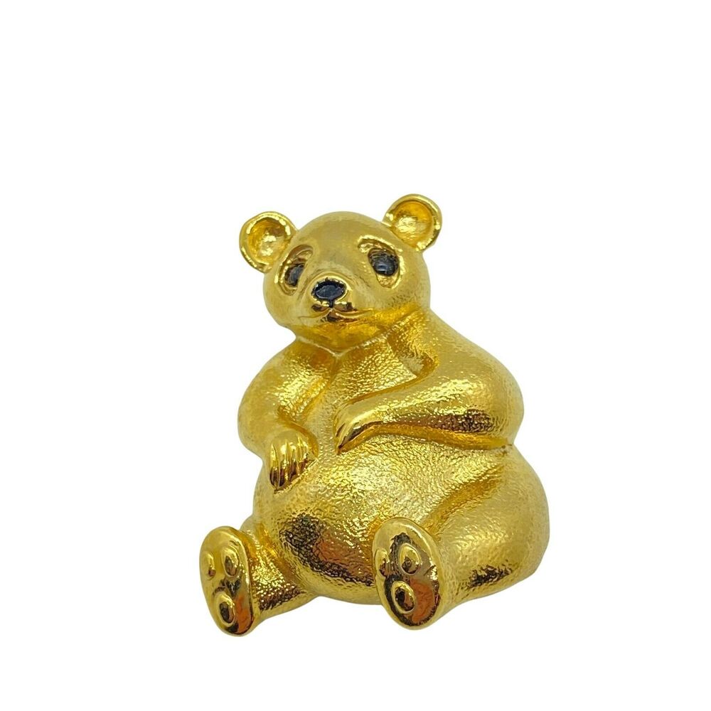 Teddy Bear Jewelry Brooch Pin Vintage Gerry’s Creations Womens Gold Tone C Clasp